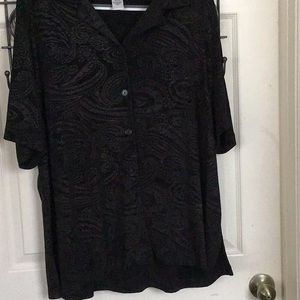 Black tonal paisley tunic style blouse